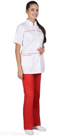 Костюм ЛАУРА женский: блуза, брюки, (белый с красным)